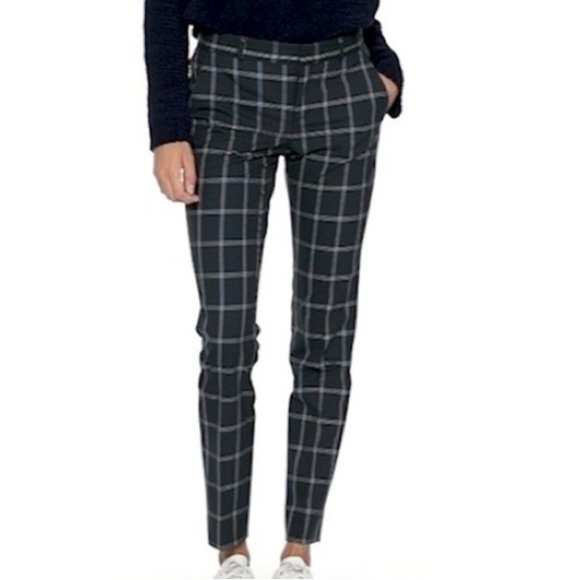 Banana Republic Pants - Banana Republic Navy Blue Plaid Ryan Dress Slim Ankle Pants Sz 6 Stretch Fabric